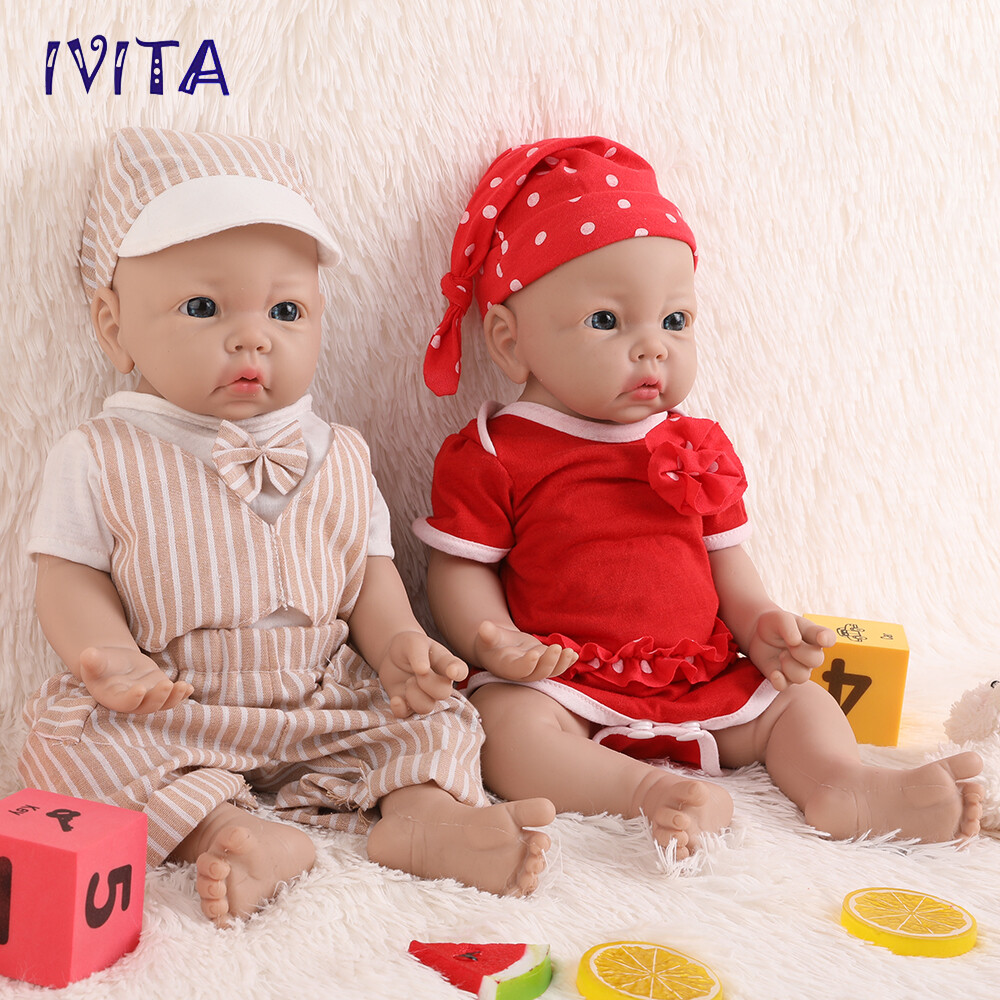 IVITA 17" Soft Silicone Reborn Baby Boy and Girl Newborn Squishy Silicone Doll