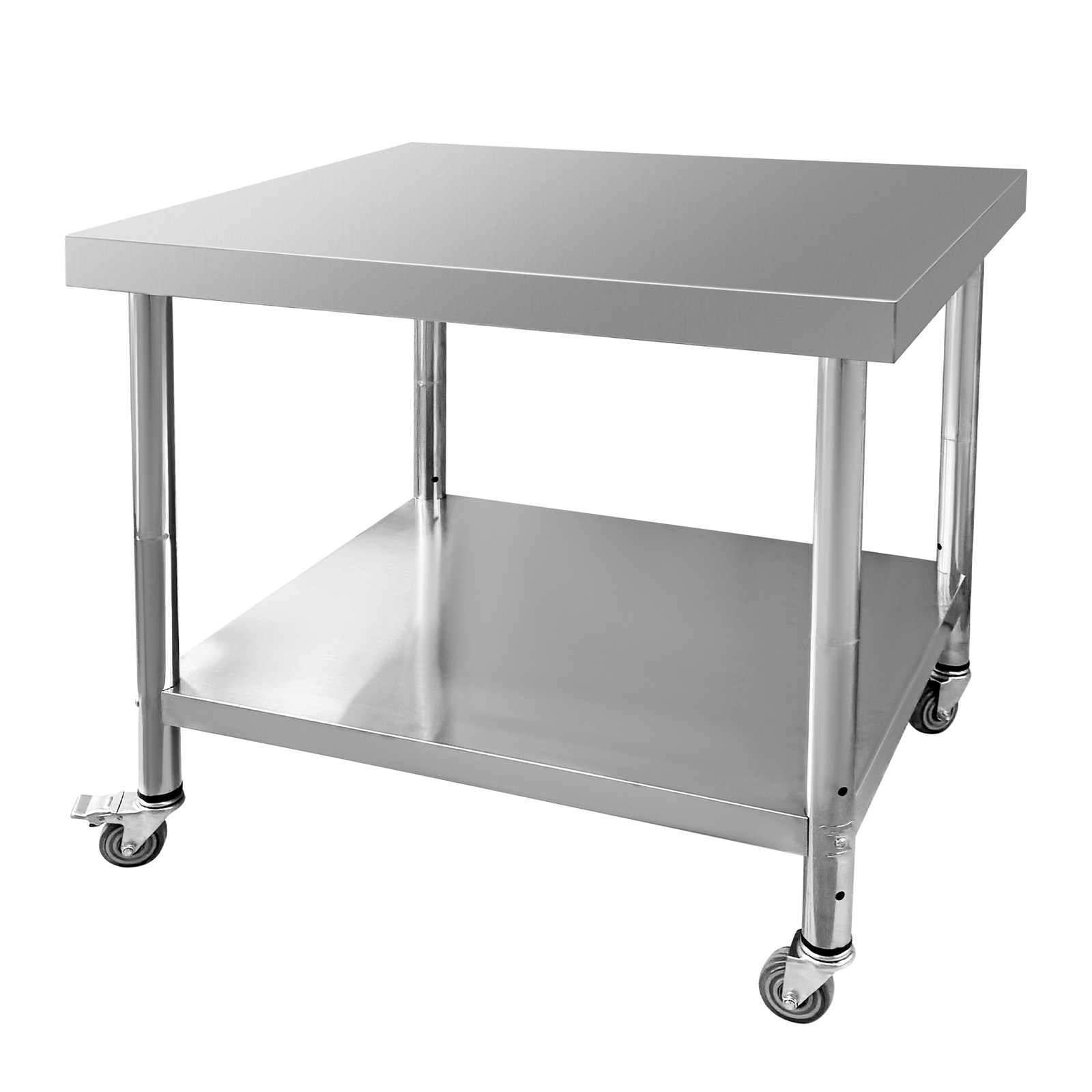 30x36x34 Inch Work Table 3-Stage Adjustable Shelf with 4 Wheels Stainless Steel