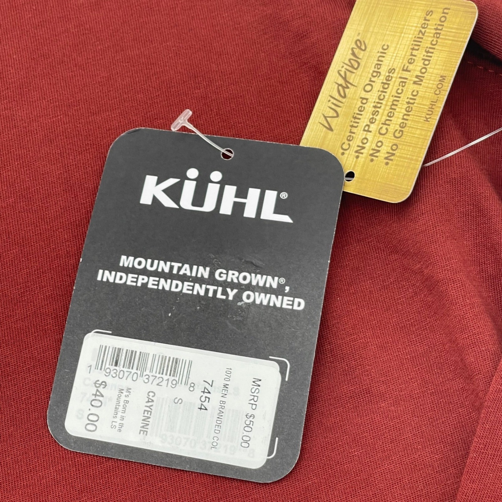 Kuhl Mens Mountain Graphic Long Sleeve Shirt Organic Cotton Cayenne Small Hiking