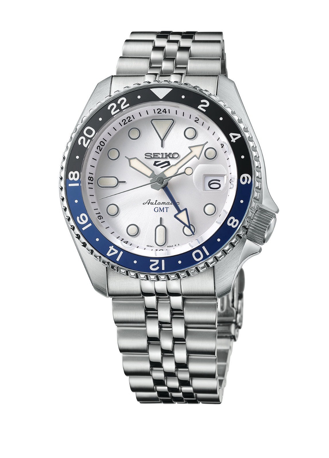 Seiko 5 Sports GMT Automatic  Blue Men's Watch White Dial Full Set - SSK003