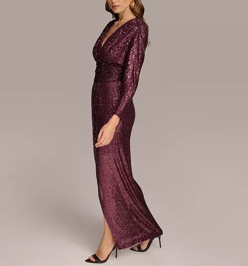 Donna Karan New York Donna Karan Sequin Long-Sleeve Gown MSRP $299