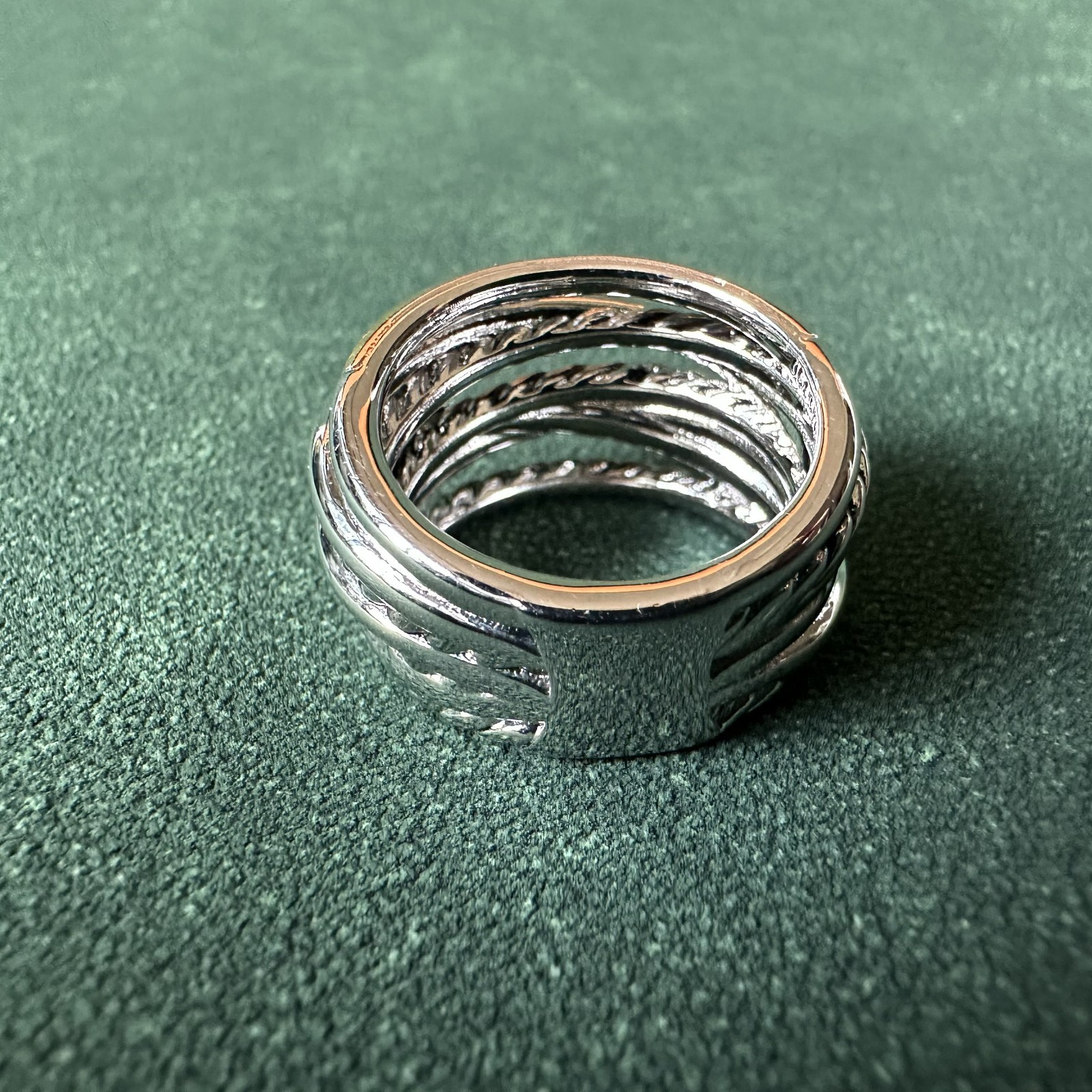 David Yurman Crossover Seven Row Ring 925 w/ 18K Gold & Diamonds Sz 6