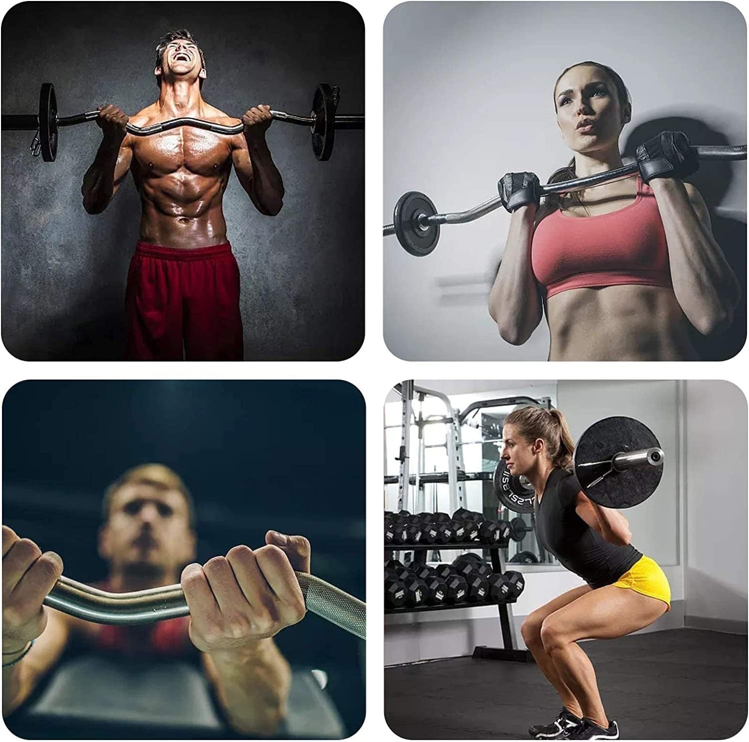 Barbell Curl Bar for Squat, Weight Lifting, Bicep Curl, 47" Olympic EZ Curl Bar