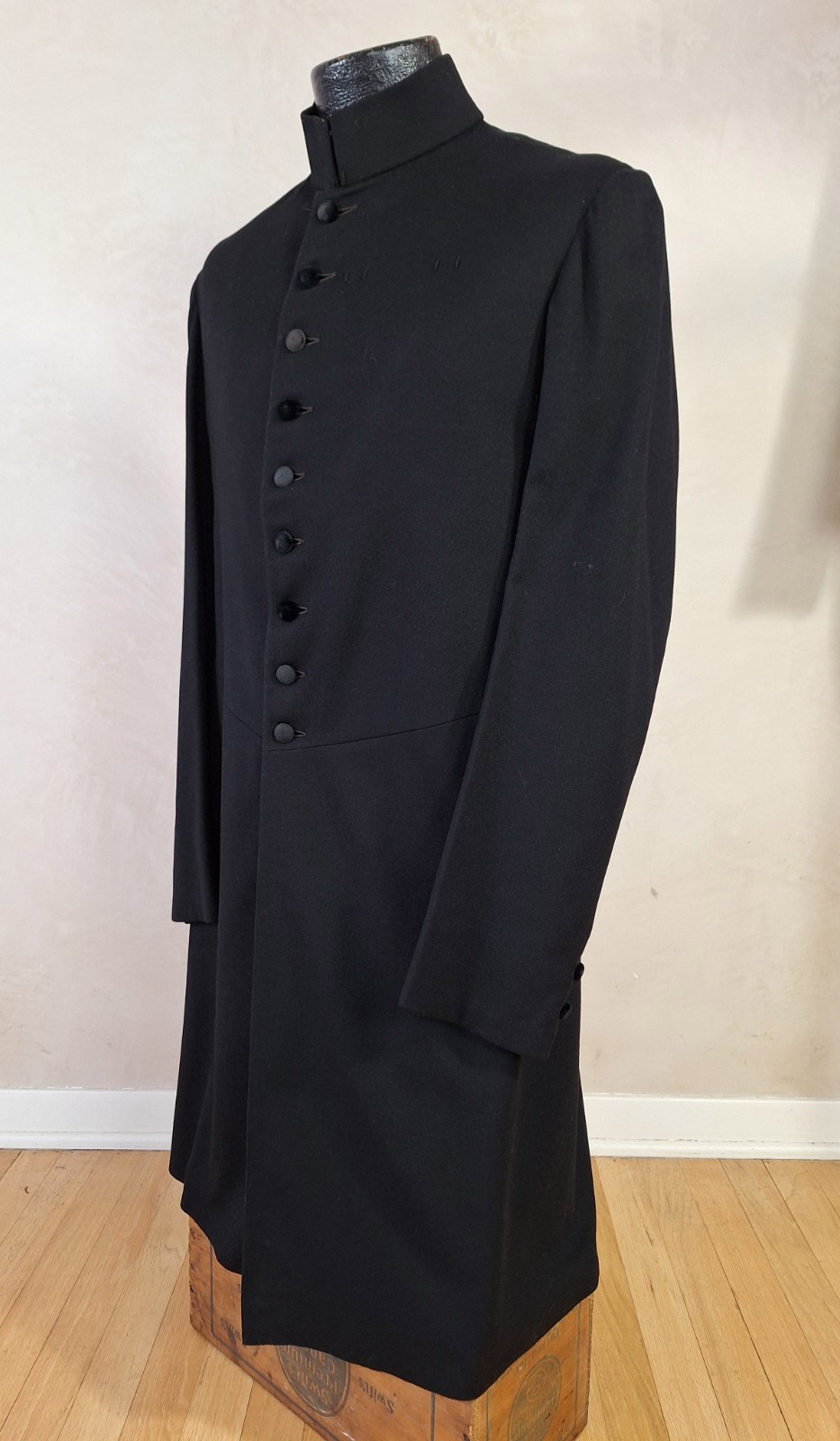 Antique Men's Black Single Breasted Frock Coat 36R S Vtg 1900s Victorian Masonic