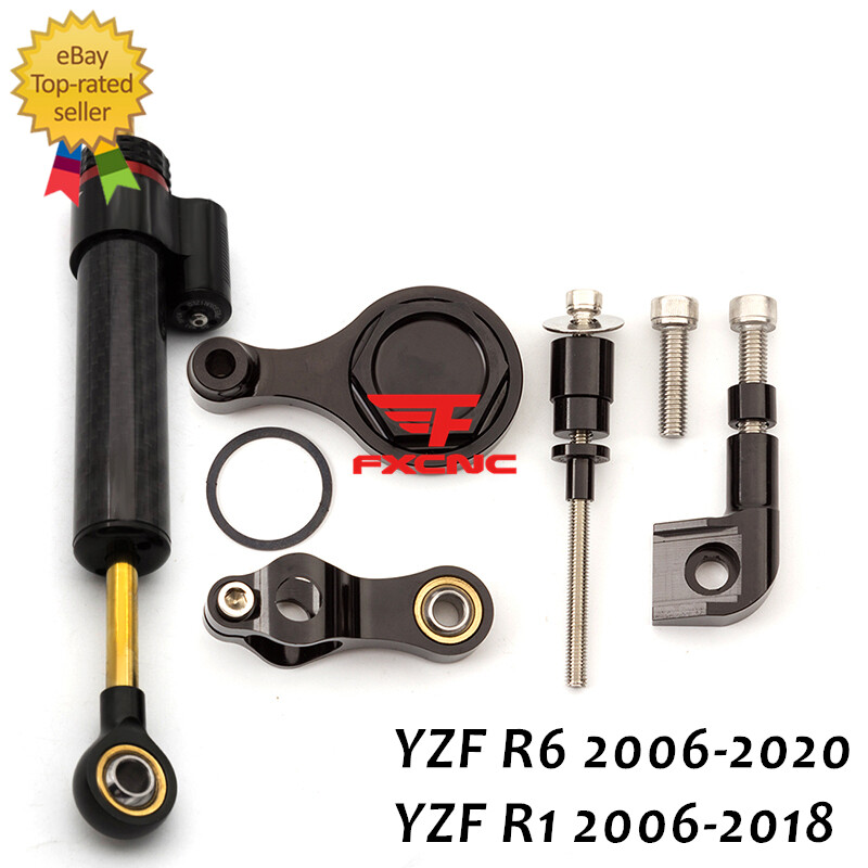For YZF R6 2006-2020 Carbon Fiber Steering Damper Bracket Mount Kit Stabilizer
