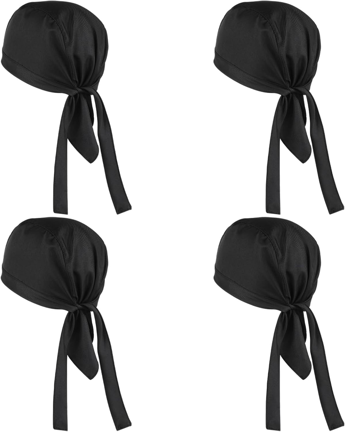 Adjustable Chef Bandanas & Skull Caps 4-Pack for Men Women