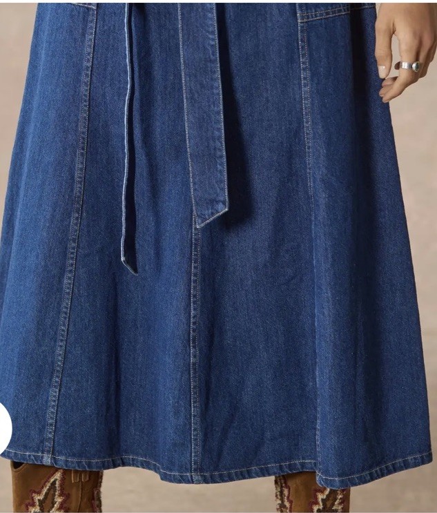 NEW! SUNDANCE LIVING CATALOG Women Poppy Denim Dress Dark Blue Wash Belted SZ 8