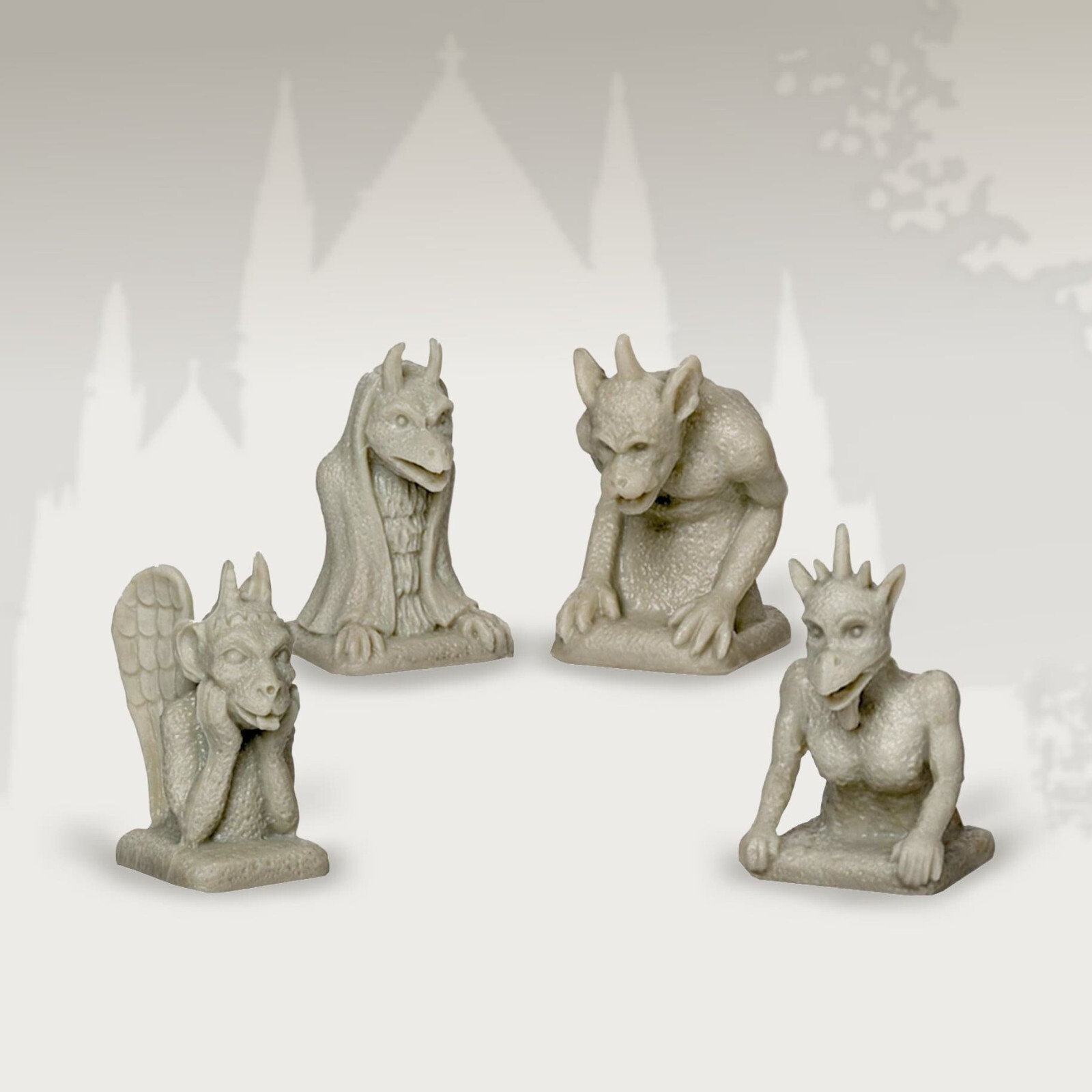 Mini Gargoyle Box Set, 4 Tiny Notre Dame Gargoyles