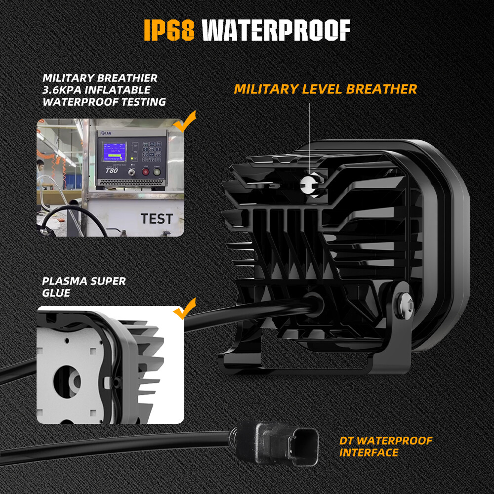 2x AUXBEAM Hood 3" Laser LED Work Light Bar Spot Flood Pods Ditch Amber Fog Lamp