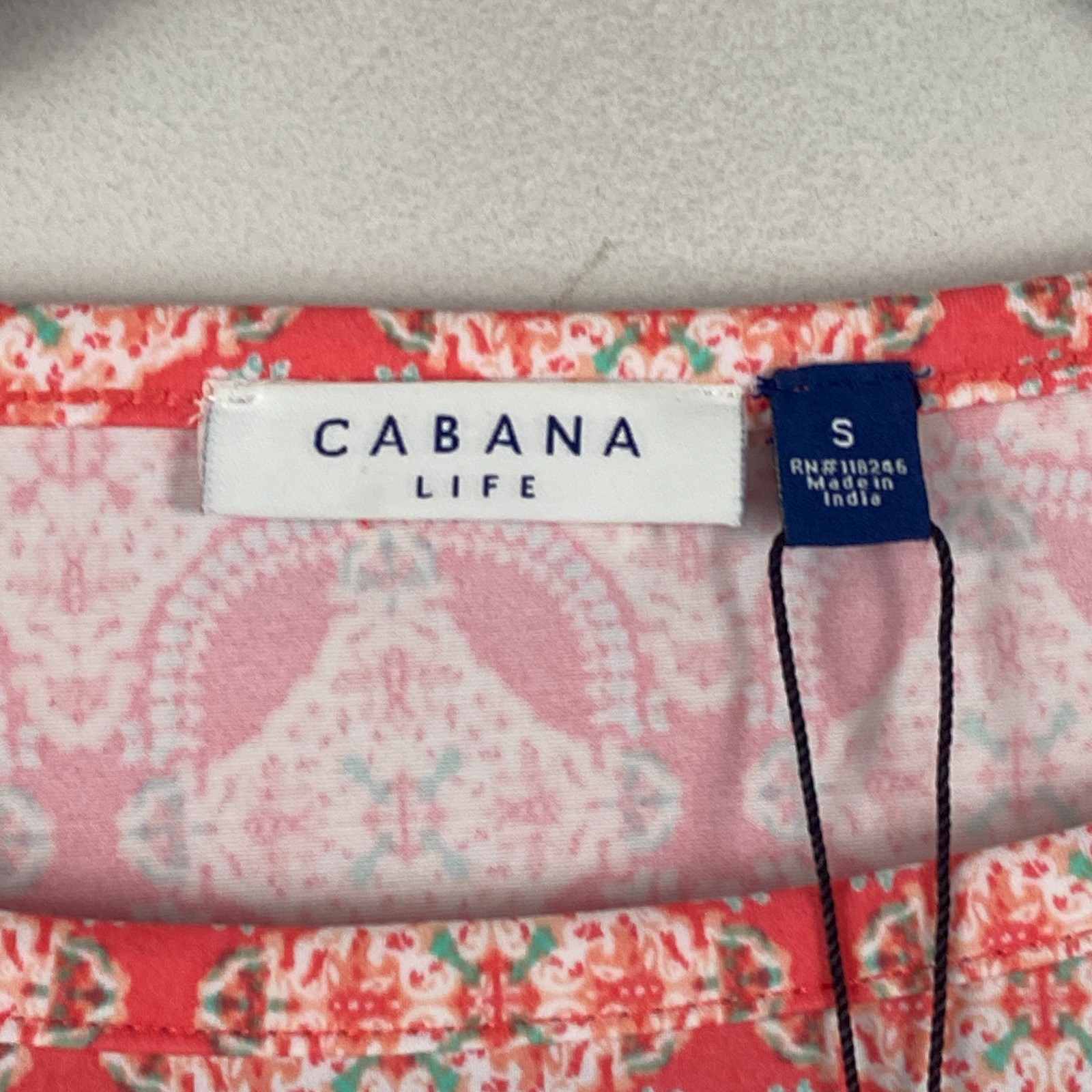 Cabana Life Coral Tides Shift Dress Size Small 3/4 Sleeves Nylon Stretch
