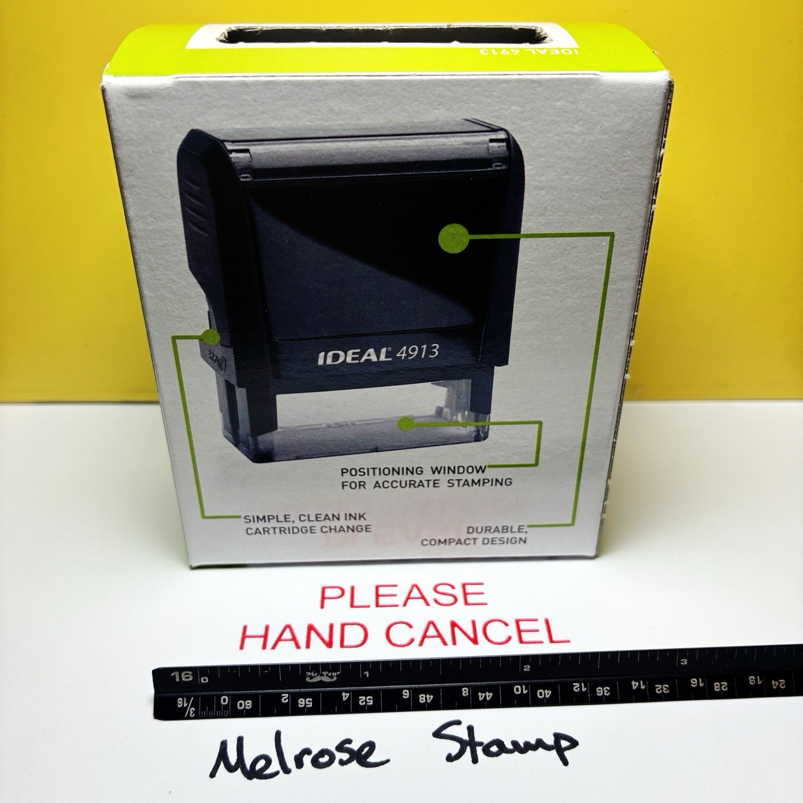 Please Hand Cancel Rubber Stamp Red Ink Self Inking Ideal 4913