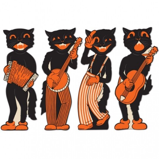 Vintage Halloween Scat Cat Band Cutouts 17" 4 Pack Paper Halloween Decorations