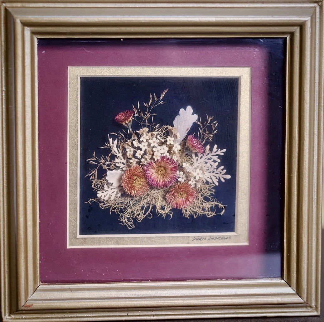 Vintage Pressed Flower Art Lot of 4 Framed Botanical Originals Doris Andrews