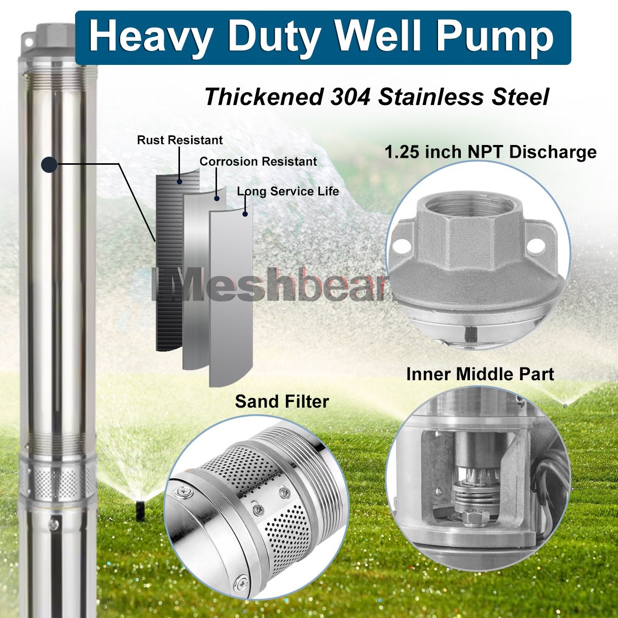 3" AC/DC Solar Powered Bore Well Water Pump 1HP Submersible Hybrid Deep 110/220V