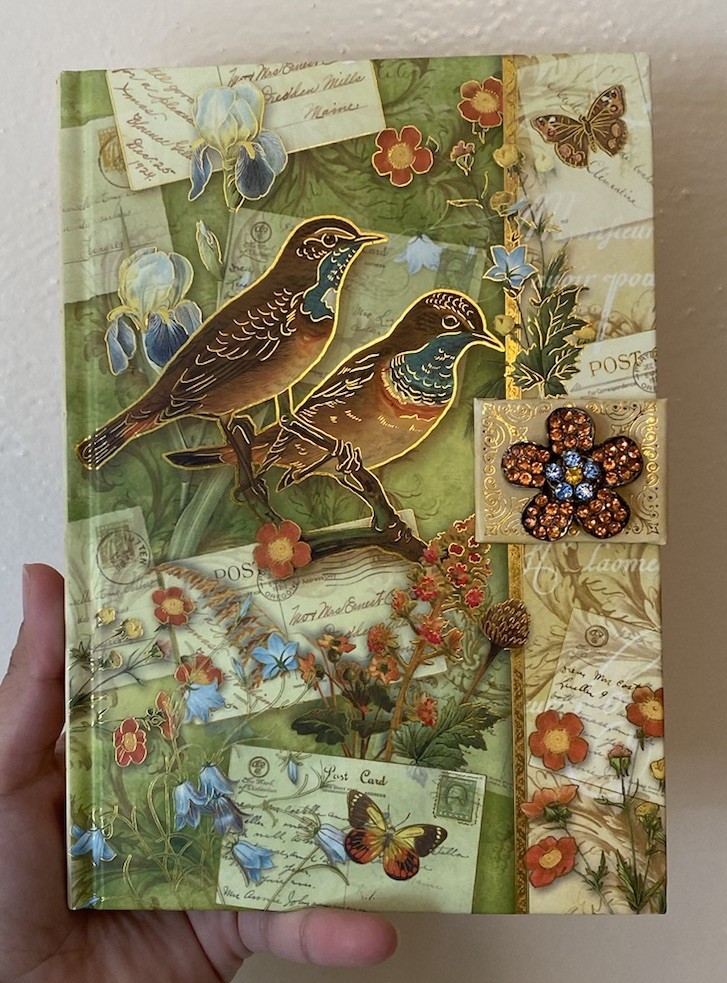 Punch Studio Boutique Brooch Journal Bluethroat Bird & Postcards Diary Notebook