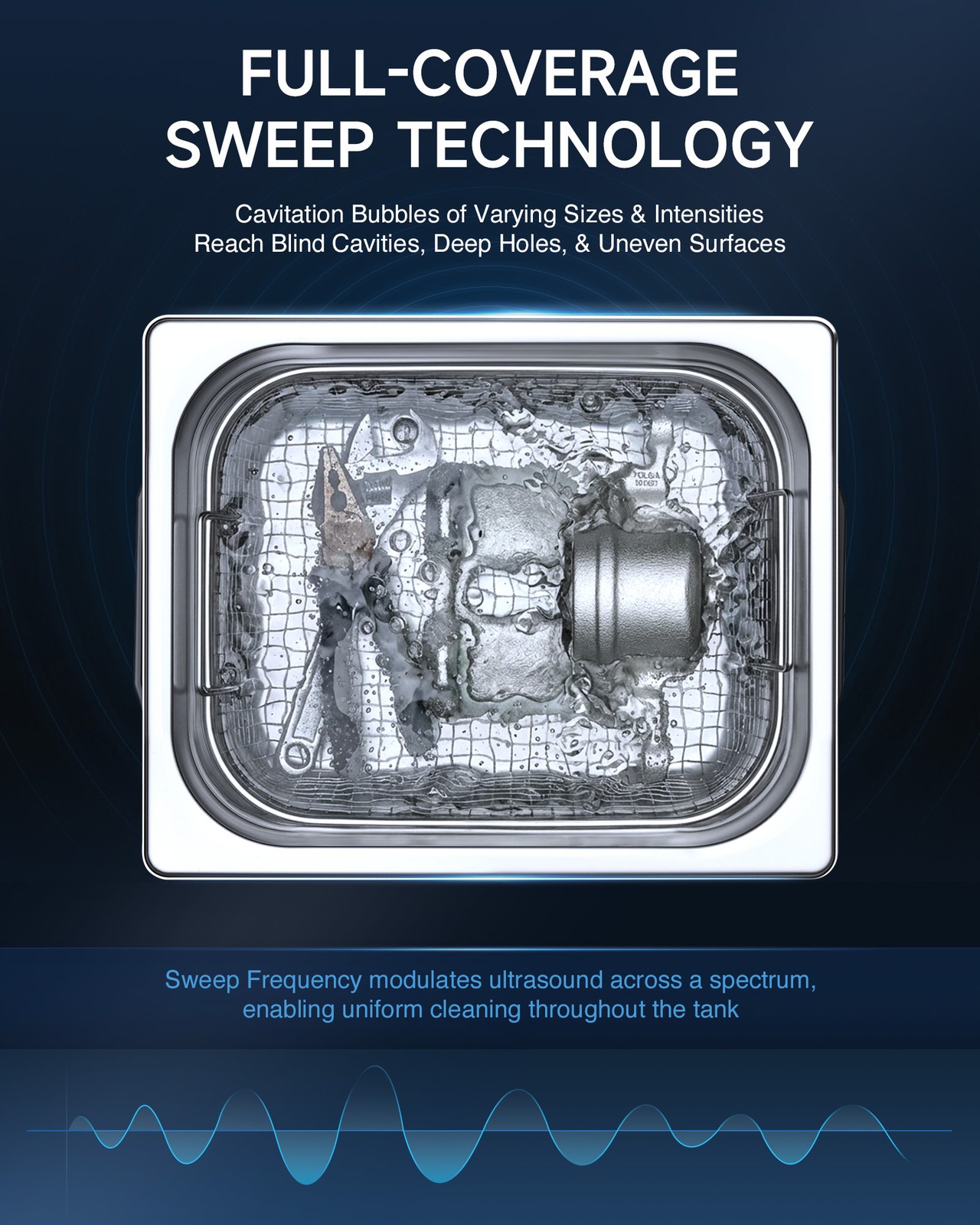 CO-Z 33kHz 10L Ultrasonic Cleaner w Adjustable Timer Power Degas & Gentle Mode