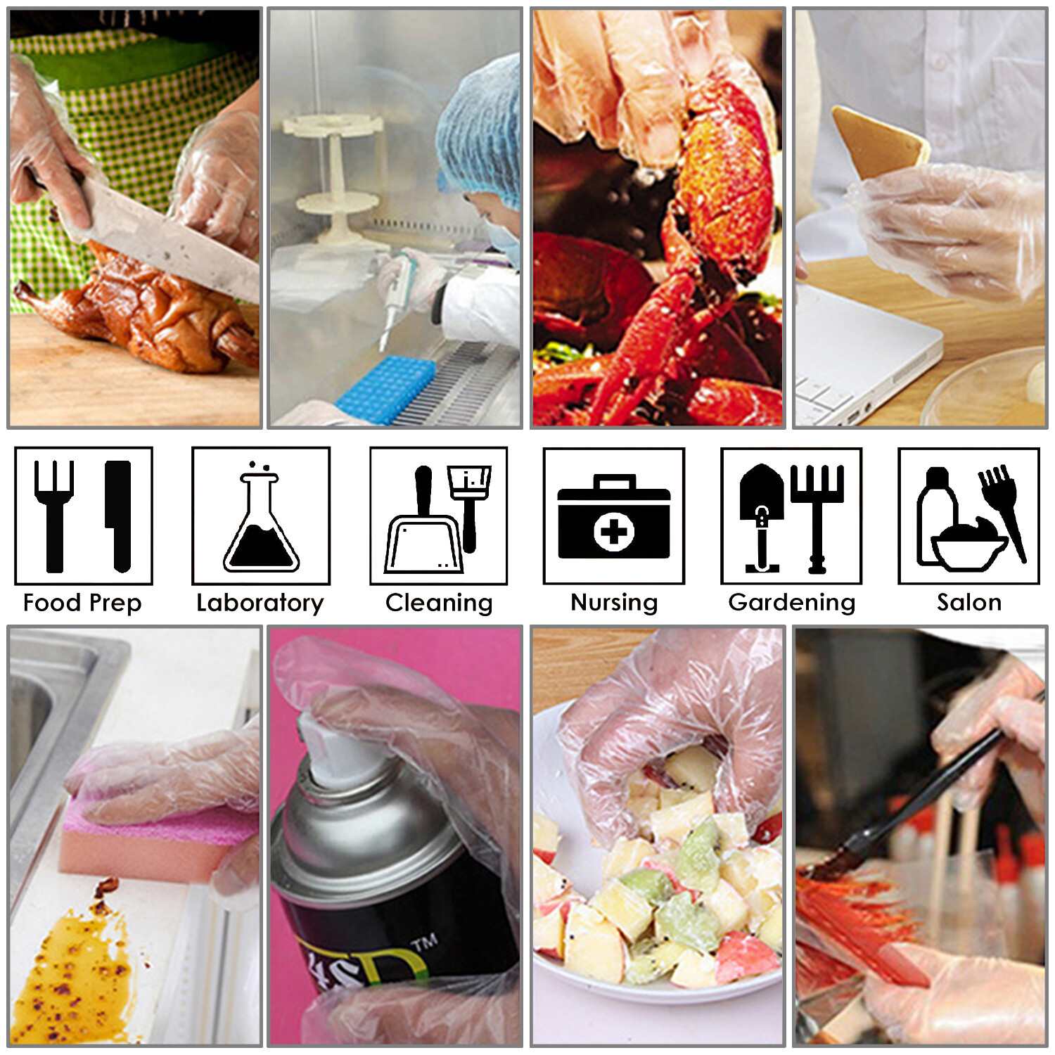 200/500/1000 Plastic Gloves Disposable Premium Polythene Catering Food Mechanics