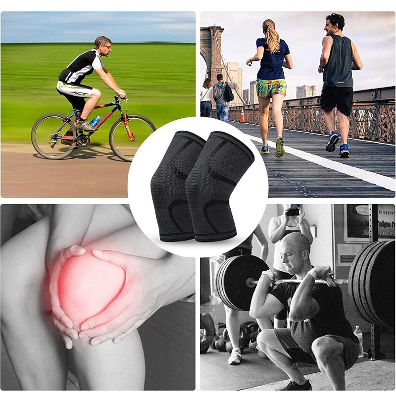 2x Knee Sleeves Copper Silver Compression Brace Support Sport Joint Injury Pain