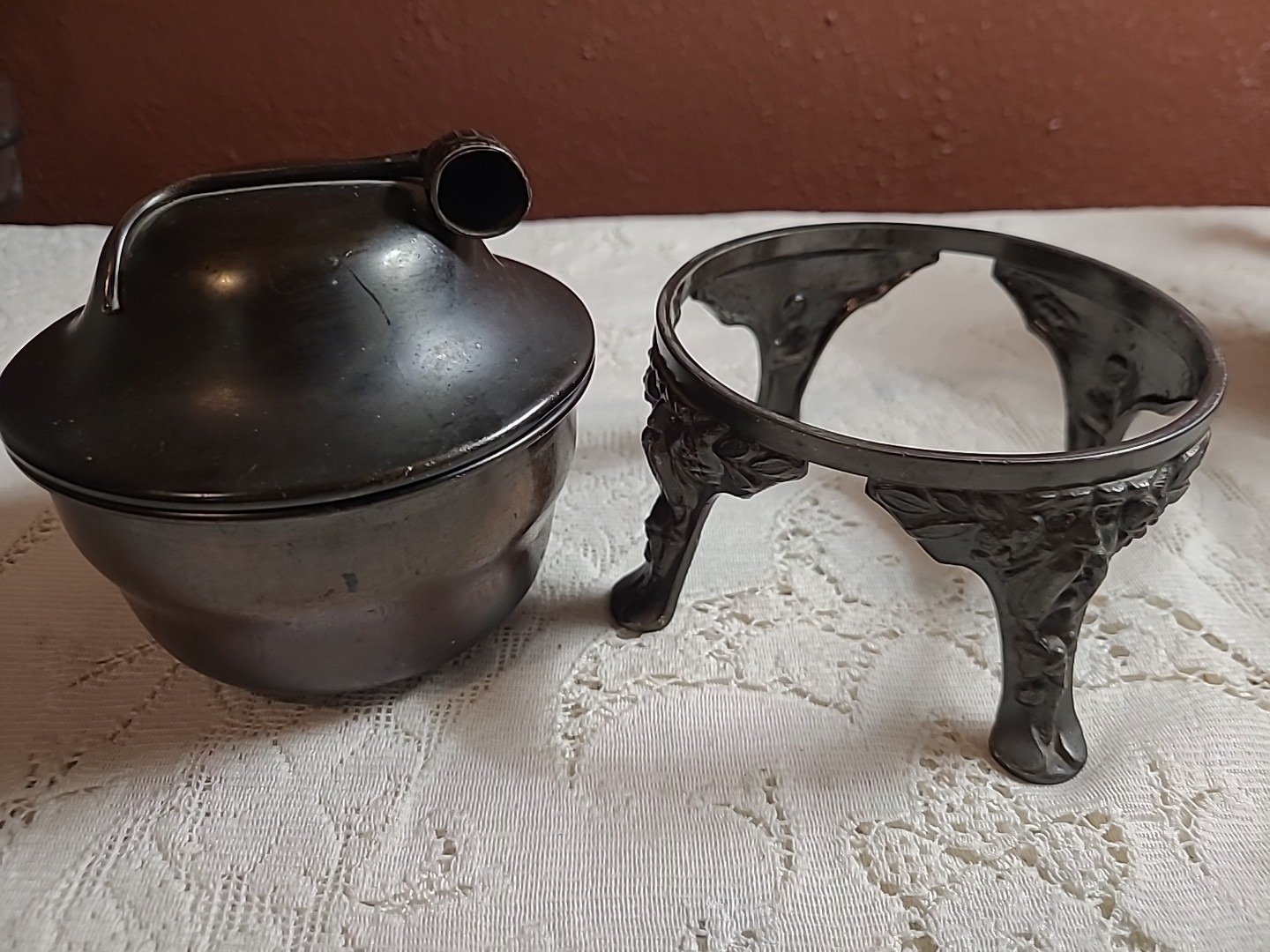 Antique Benedict Silverplate Tobacco Holder Two Piece Tobacco Pipe Lidded