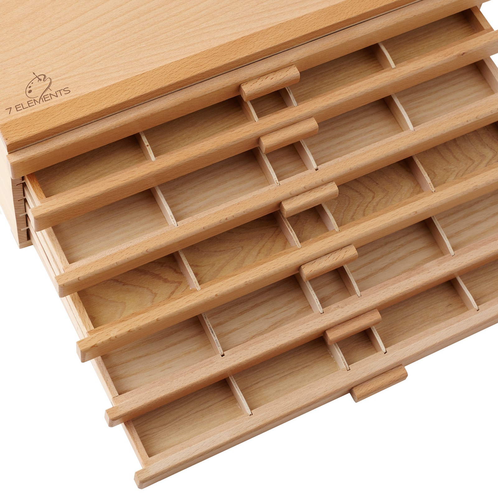OPEN BOX - Artist Beechwood Pastels, Brushes Storage Box with 6-Drawers