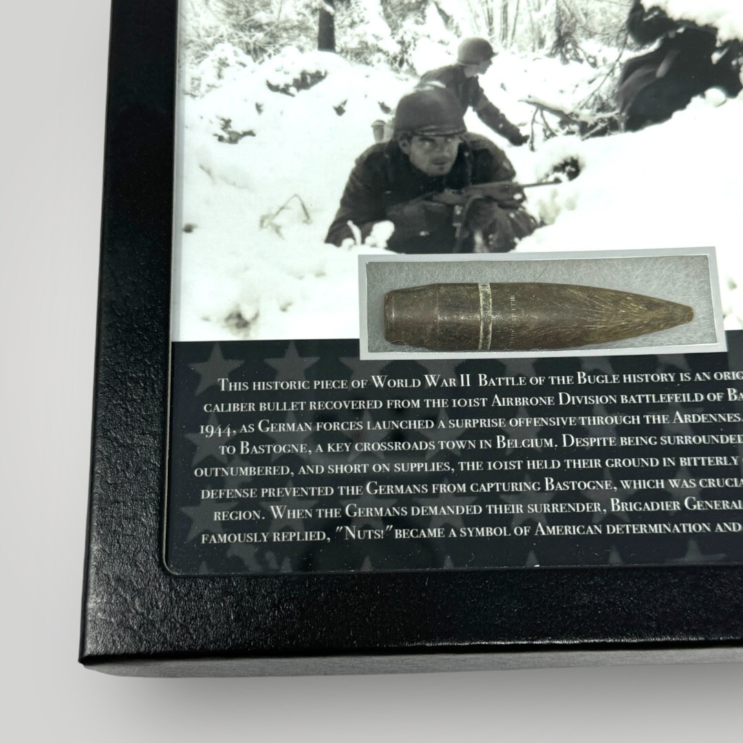 WWII Battle of the Bulge Bastogne Ardennes 1944-45 Military Gift Display COA