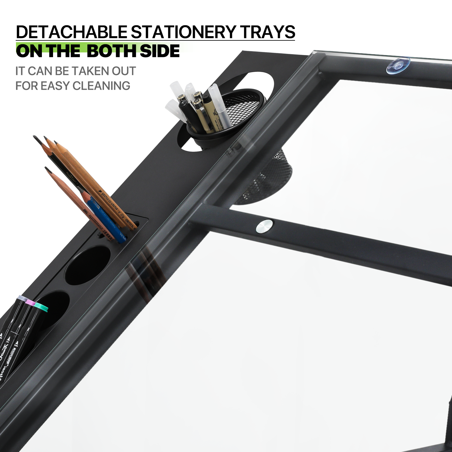 53" Drafting Table Adjustable Tempered Glass Craft Drawing Work Station w/Stool