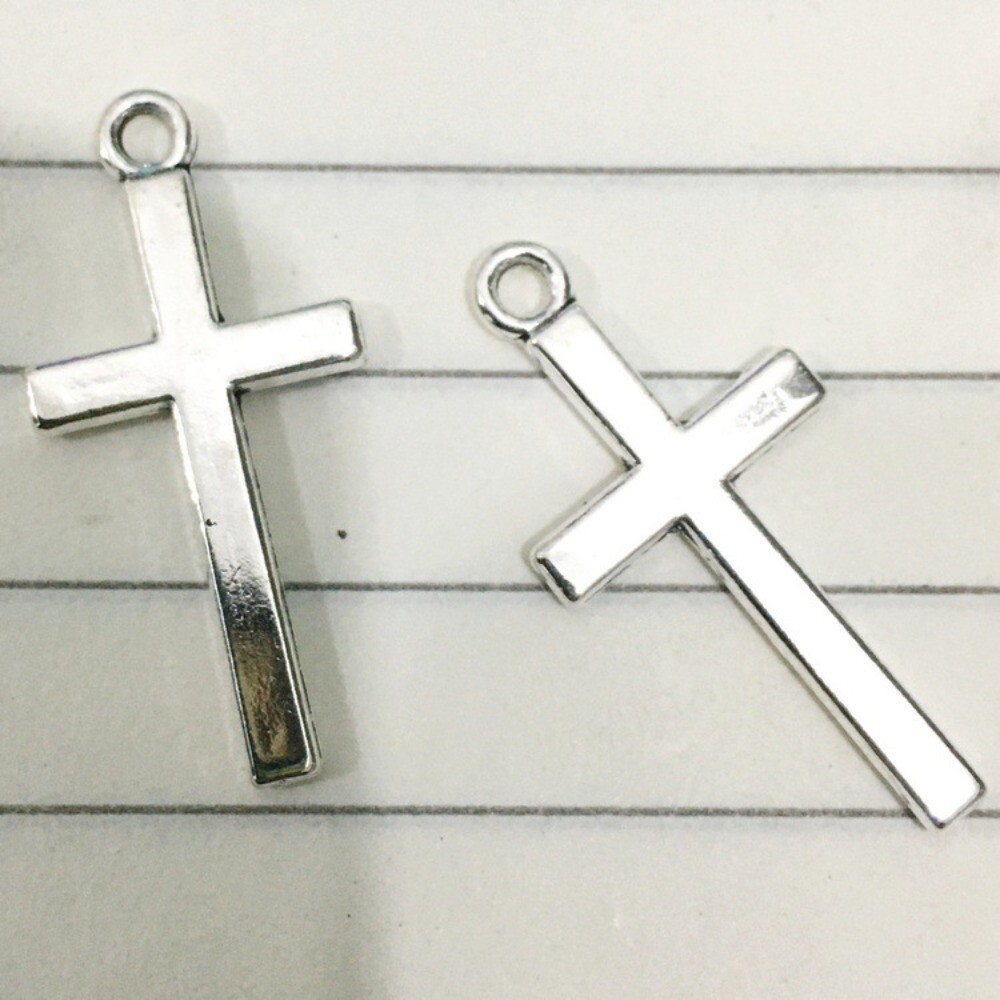 BULK 200Pcs Cross Charms DIY Jewelry Making Pendant Antique Silver