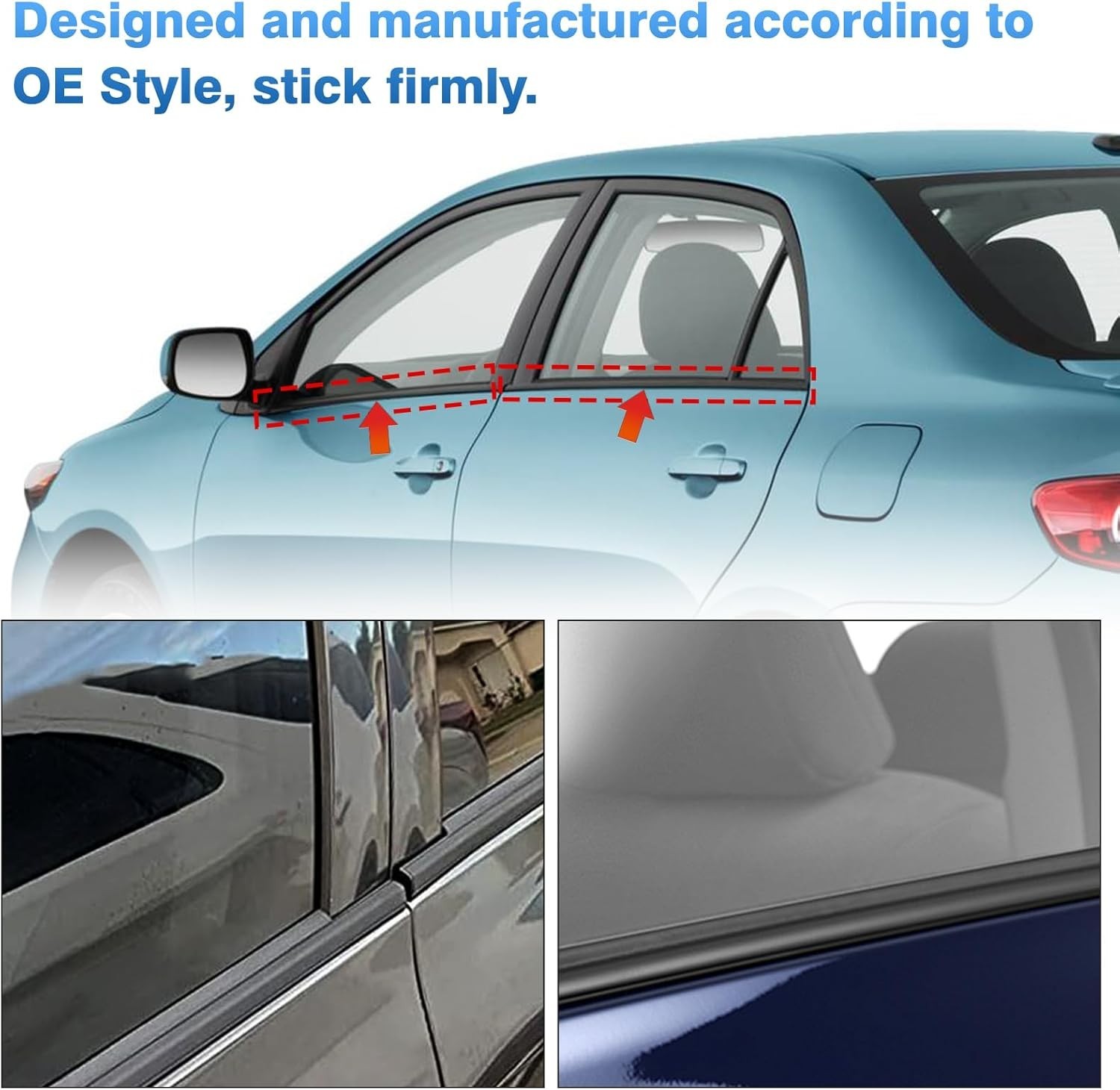 WeatherStrip Window Molding Trim Seal Belt Replacement for Toyota Corolla 09-12