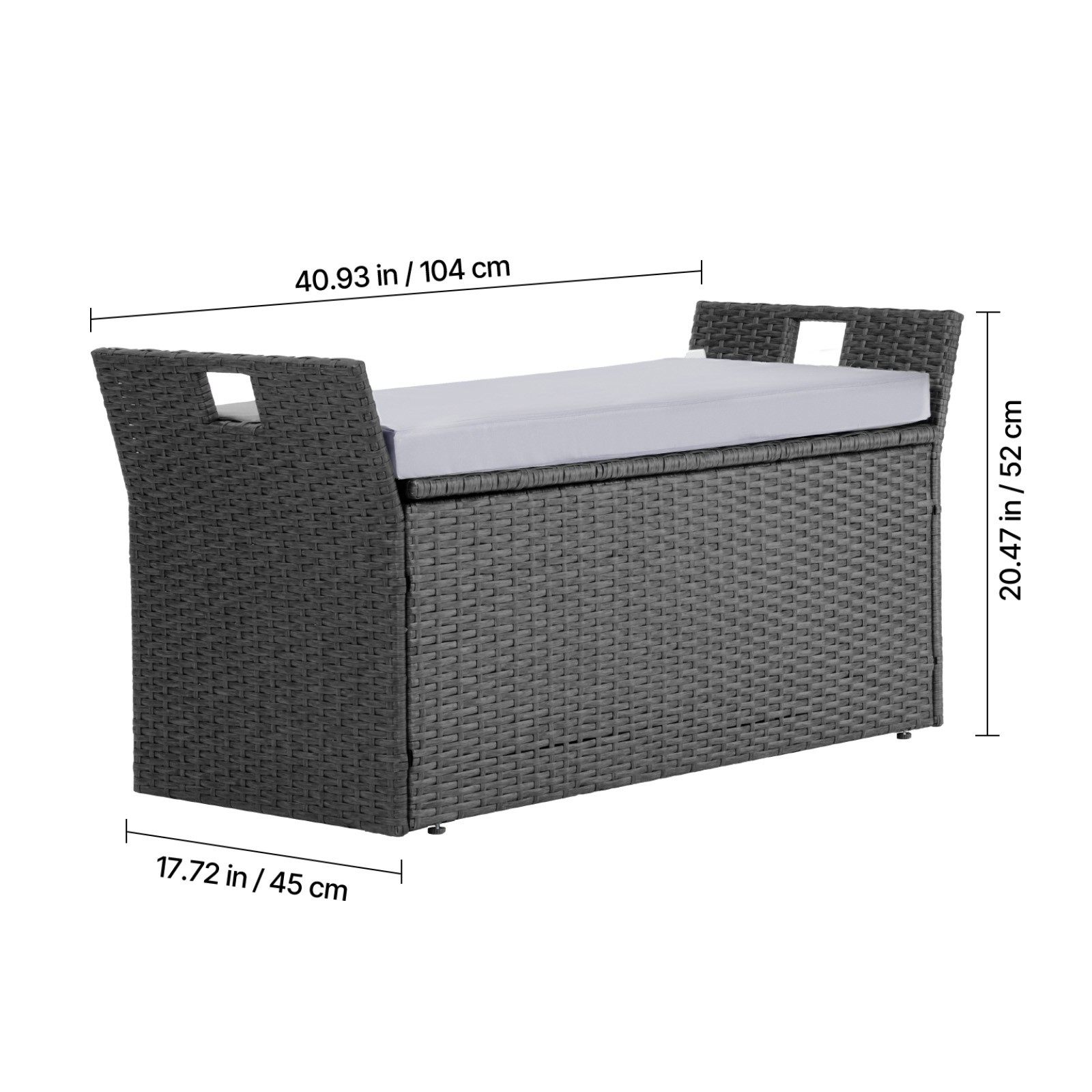 Outdoor Storage Bench PE Rattan 40Gal Deck Box Waterproof Outdoor Seat & Storage