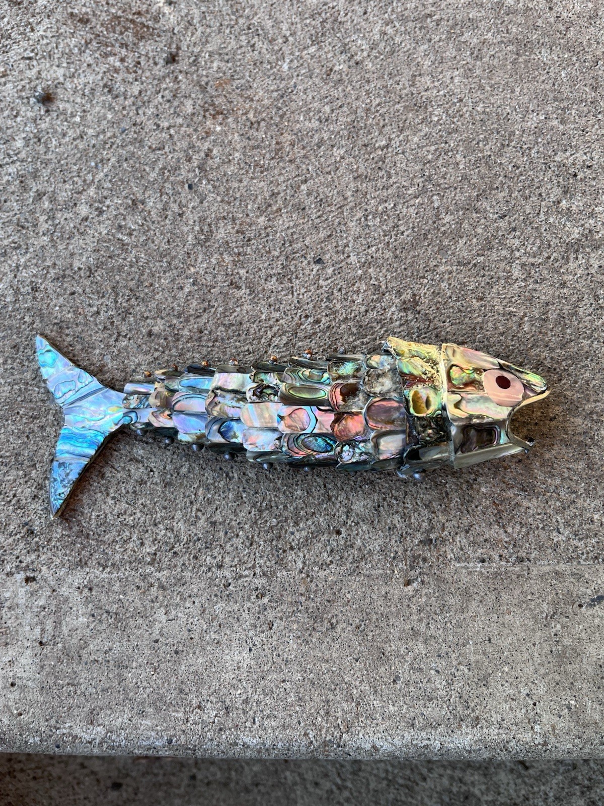 Vintage Articulated Abalone Shell Fish Bottle Opener Mexican