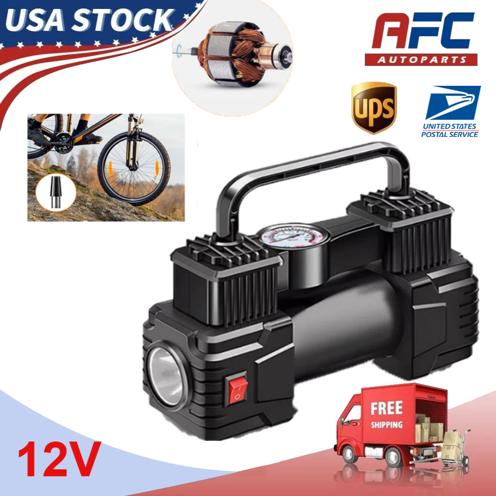12V Heavy Duty With Portable Air Compressor Car Tire Inflator Electric Pump Auto