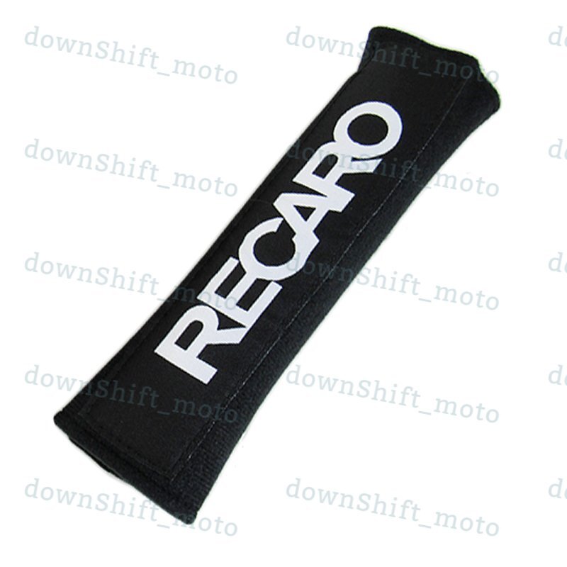 X2 Black RECARO Logo Racing Embroidery Soft Cotton Seat Belt Cover Shoulder Pads
