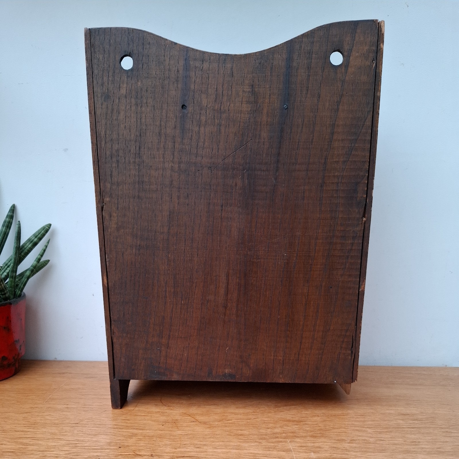 Vintage Antique Edwardian Arts and Crafts Wooden Smokers Cabinet 2 Drawers 32cm