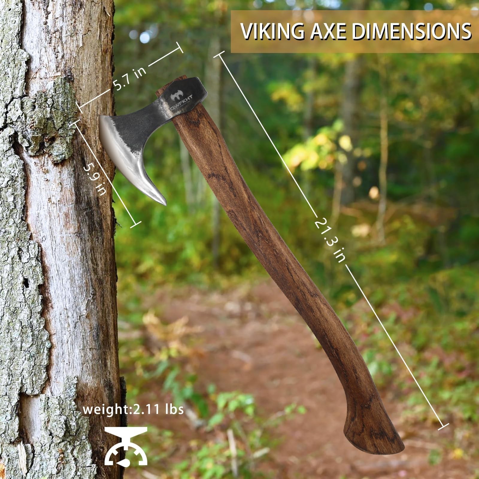 20.5" Viking Axe, Hand-Forged High Carbon Steel Tomahawk Axe, Viking Bearded ...