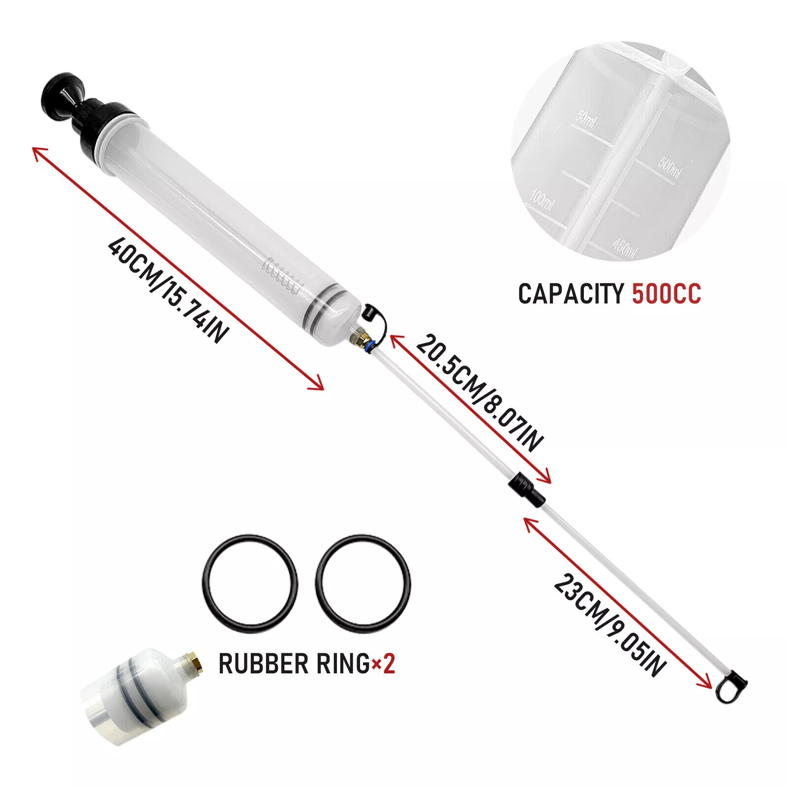 200cc/500cc Oil Suction Filler Fluid Transfer Syringe Gun Pump Extractor Tool