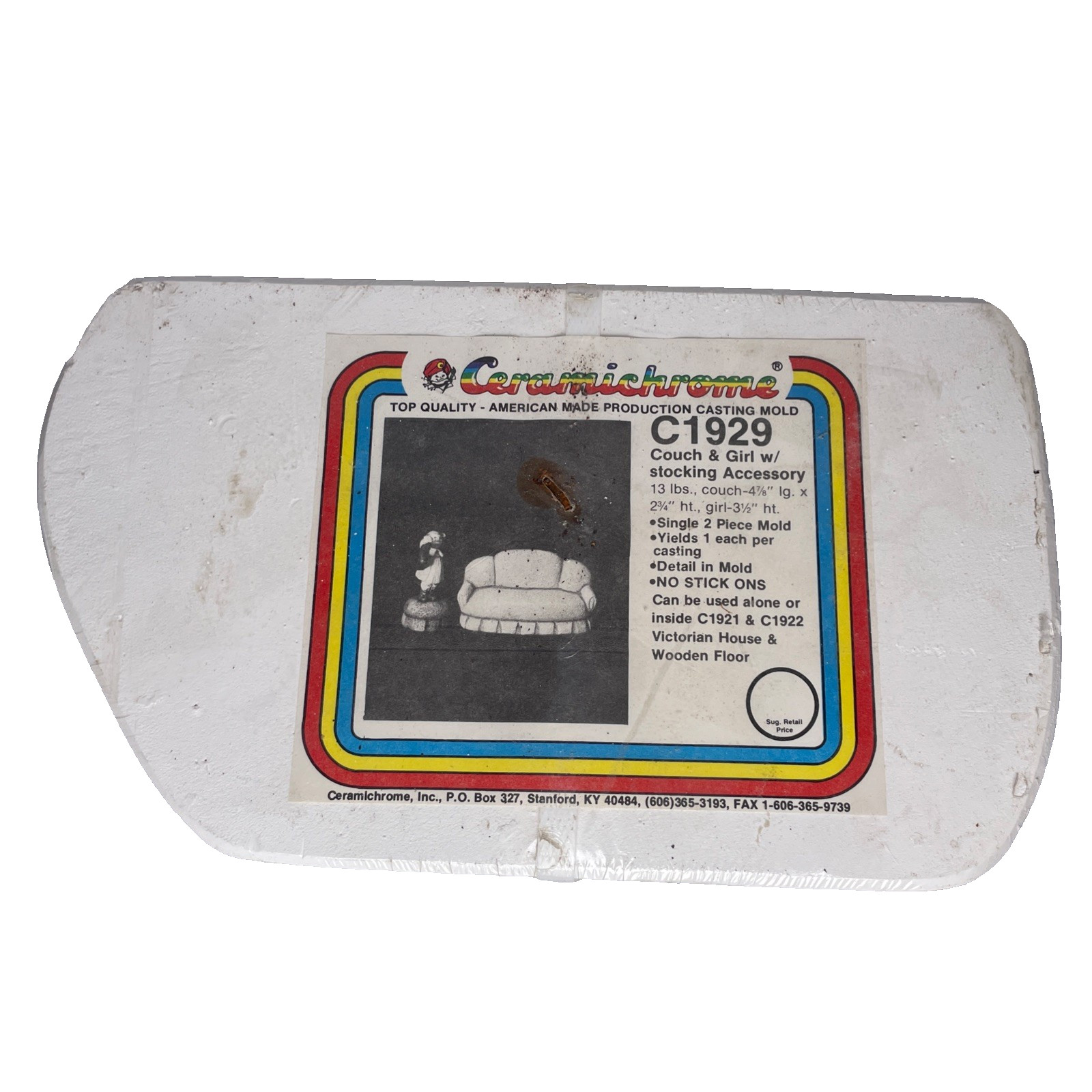 Ceramichrome C-1929 Cast Couch & Girl Slip Casting Pour Ceramic Mold 1989 NEW