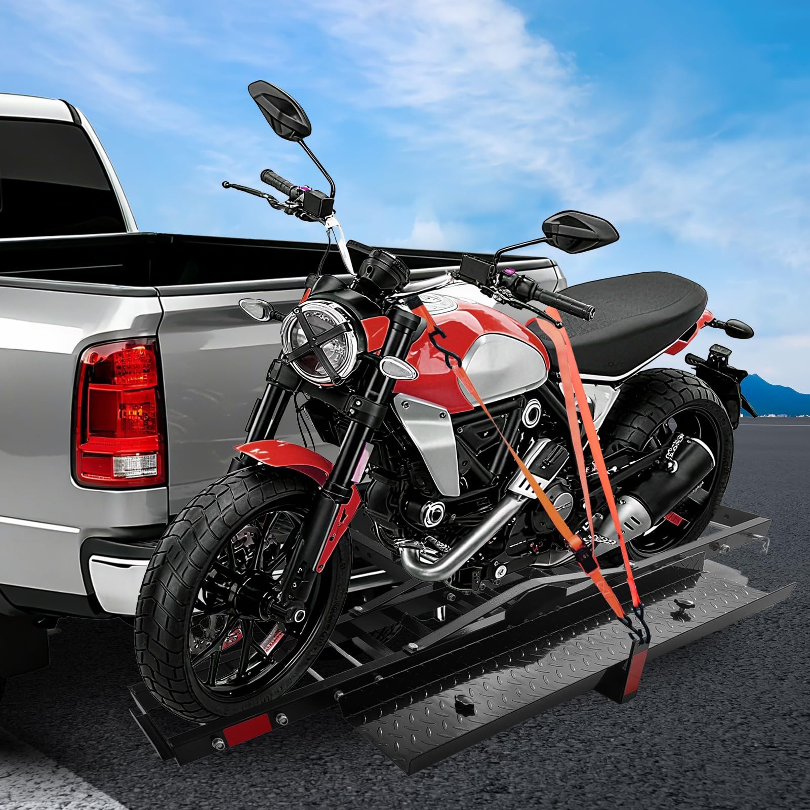 Heavy-Duty Motorcycle Dirt Bike Hitch Carrier Bike Rack 600LB Fit for Truck/SUV