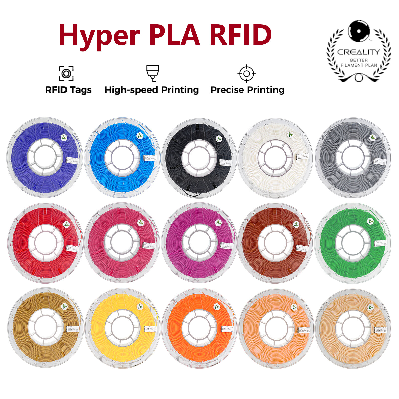Creality Hyper PLA RFID 3D Printing Filament 1kg RFID Detection for K2 Plus