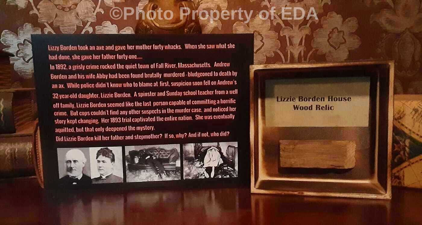 LIZZIE BORDEN HOUSE Wood Relic Certificate Authenticity Ax Murder Haunted Relic