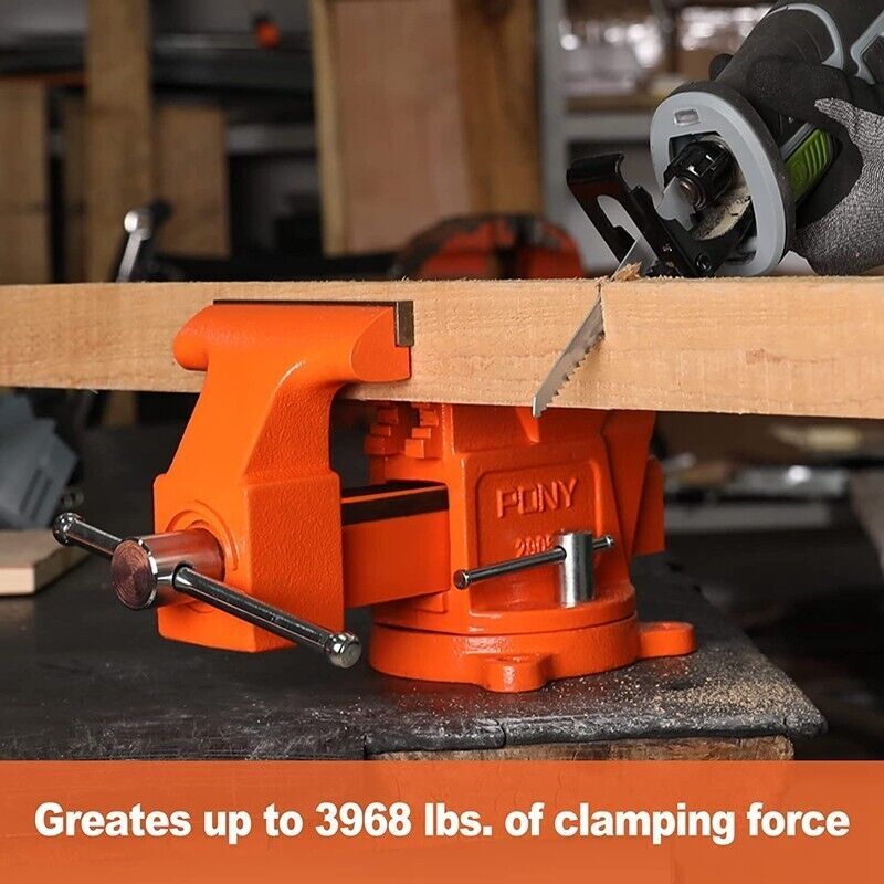 PONY 5inch Bench Vise Heavy-Duty Utility Combination Pipe Vise 360 Degree Swivel