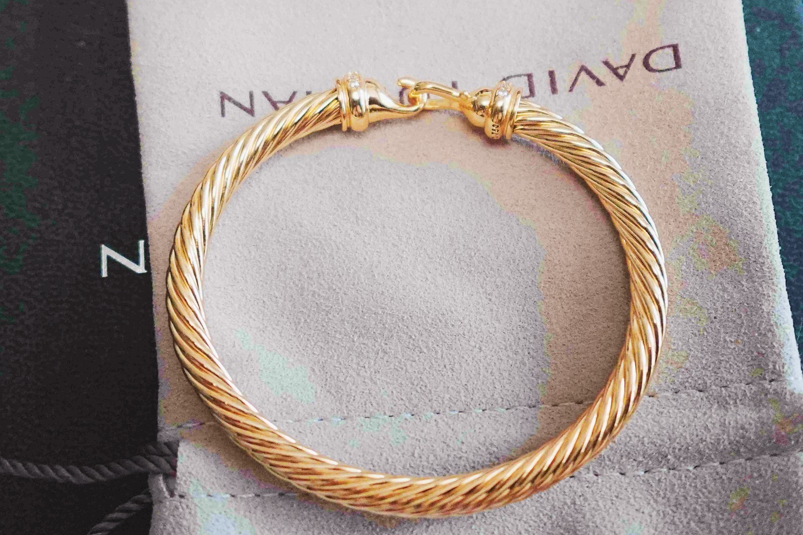 New&DAVlDYurman18K&Gold&twisted&cable*Diamondbracelet