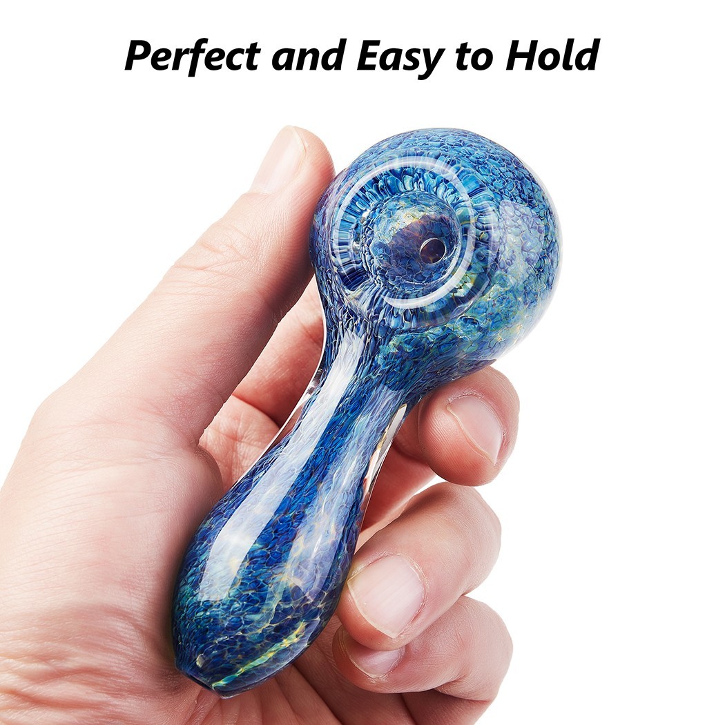 4" Lava Style Tobacco Smoking Glass Pipe Collectible Handmade Pipes with Box