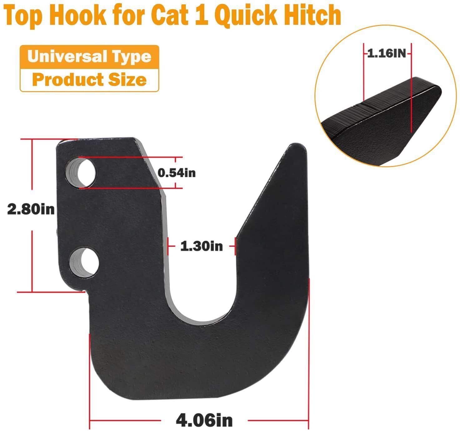 Adjustable Top Hook for Harbor Freight Quick Hitch Cat 1 Tractor 3 Point Hitch