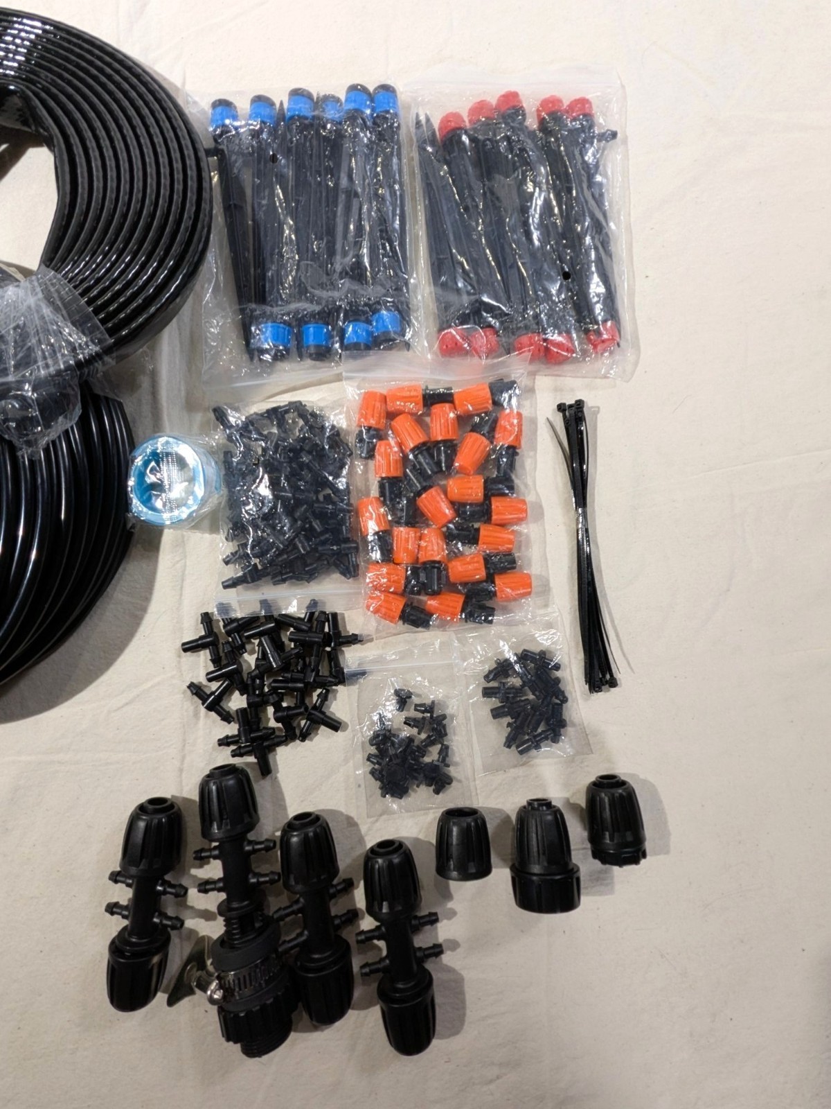 DIY Drip Irrigation Kit with 1/4 Tubing Adjustable Emitters, 30M Hose