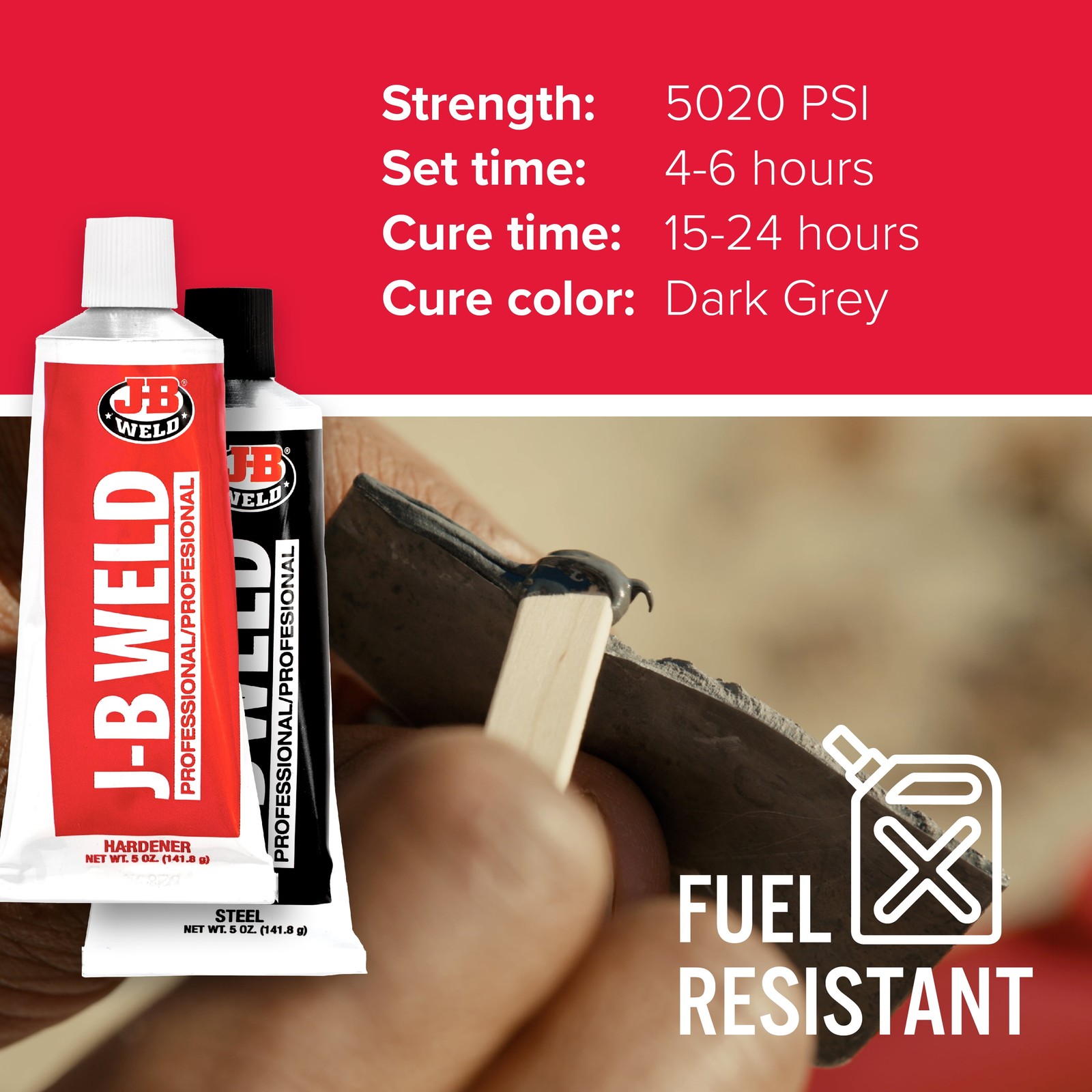 J-B Weld 8281 Professional Size Steel Reinforced Epoxy Twin Pack 10 oz DARK GREY