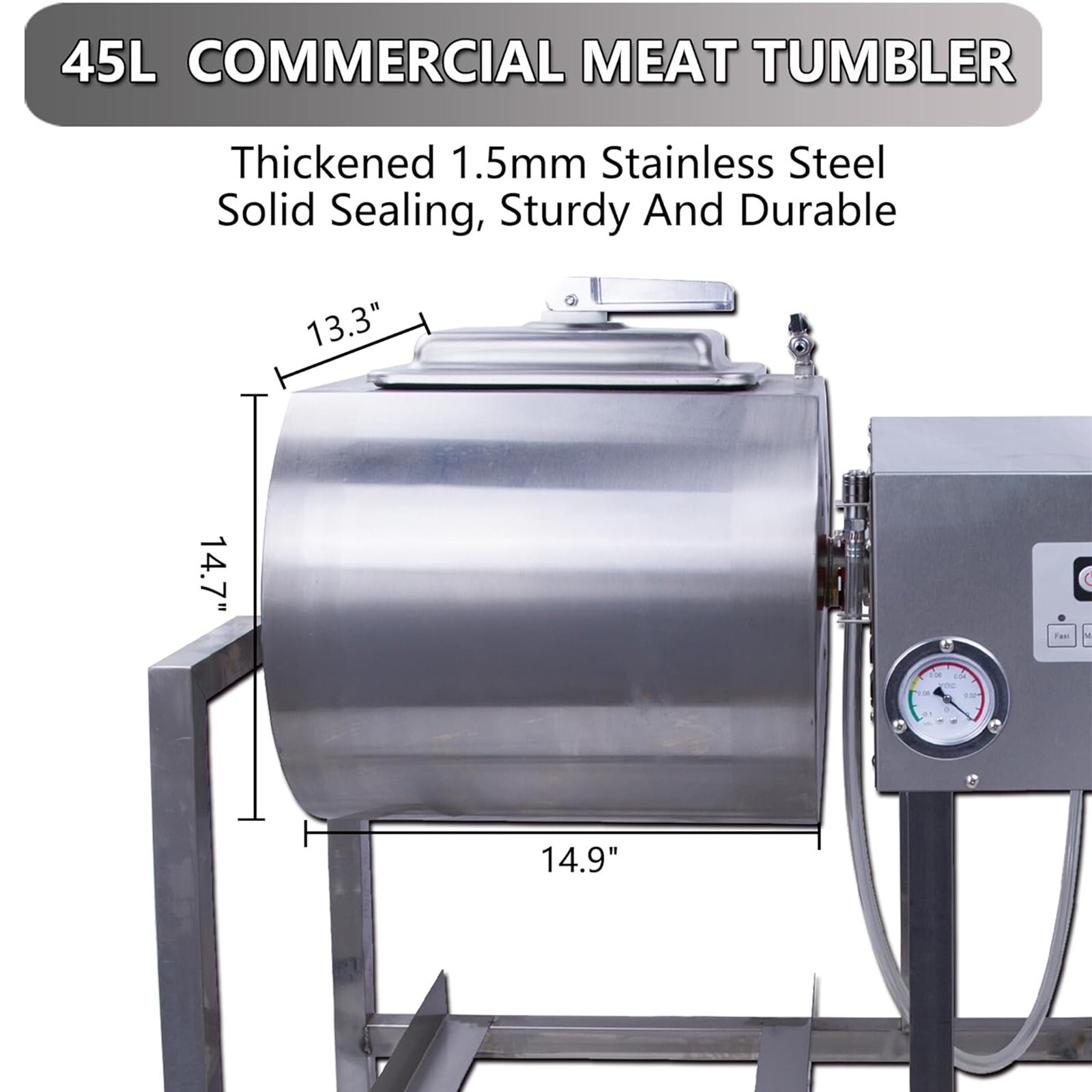 Hakka Refurbished 45L Meat Tumbler Marinator Vacuum Pump Curing Rolling