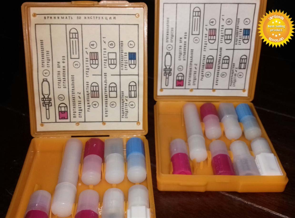 2 sets Soviet USSR army first aid medicine kit storage box NBC protection NEW