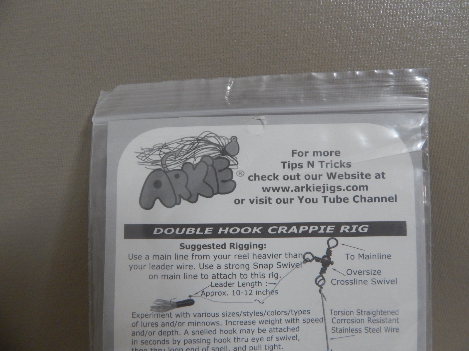 Lot of 3 ARKIE SPIDER RIGGING Double Hook Crappie Rig 1/2oz Troll Jigs Bait Lure