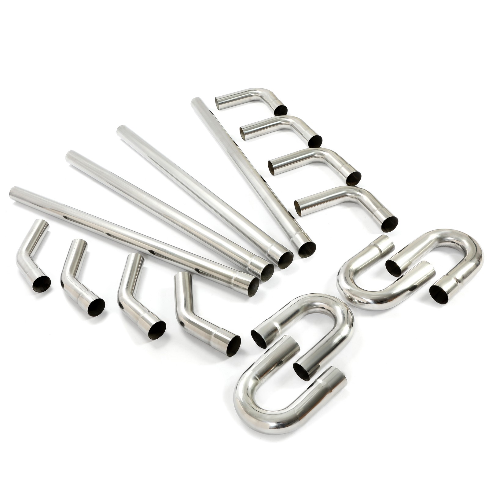 2.5” Inch Custom Exhaust Tubing Mandrel Bend Pipe U-Bend 90 Degree Kit 16 Pieces