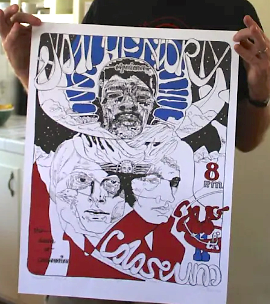 JIMI HENDRIX Davenport Iowa 1968 Concert Poster OFFICIAL ARTIST REPRINT #'d/1500